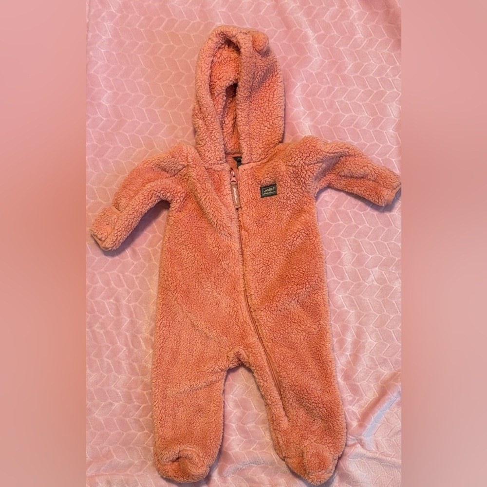 Eddie Bauer Cozy Pink Hooded Kids One Piece